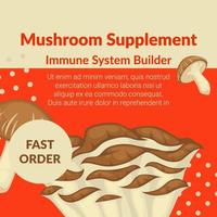 Mushroom supplement, immune system builder banner vector