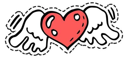 Heart with wings, tattoo or stickers romantic vector