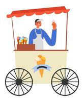 Ice cream seller, kiosks or stand with gelato vector