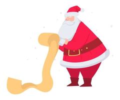 santa claus leyendo la lista de deseos de los niños vector