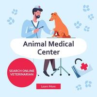 Animal medical center for pets, professional care vector