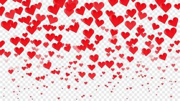 Falling red hearts for romantic Valentines day background vector