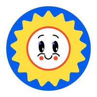 Sun character, emblem or logotype icon vector