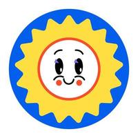 Sun character, emblem or logotype icon vector