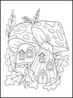 Fairy Houses Adult Coloring Pages vector