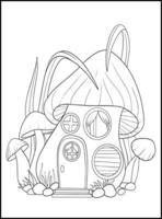 Fairy Houses Adult Coloring Pages vector