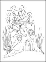 Fairy Houses Adult Coloring Pages vector