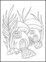 Fairy Houses Adult Coloring Pages vector