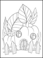 Fairy Houses Adult Coloring Pages vector