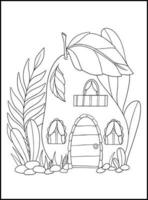 Fairy Houses Adult Coloring Pages vector