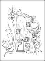 Fairy Houses Adult Coloring Pages vector