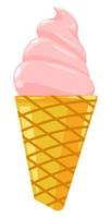 Cone of vanilla ice cream, gelato dessert vector