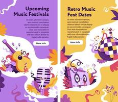 próximos festivales de música, fechas de festivales retro web vector