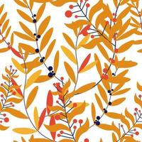 Autumn branches, leaves and twigs seamless pattern vector