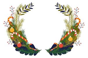 Christmas wreath with pine branches and bells vector