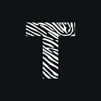 Initial T Zebra Texture Logo vector