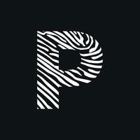 Initial P Zebra Texture Logo vector