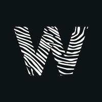 Initial W Zebra Texture Logo vector