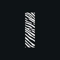 Initial I Zebra Texture Logo vector