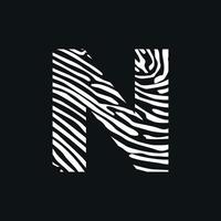 Initial N Zebra Texture Logo vector