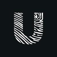 Initial U Zebra Texture Logo vector