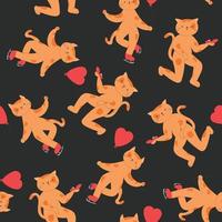 Seamless pattern with cats in love