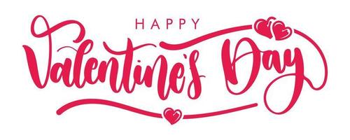 Happy Valentines Day banner. Valentines Day greeting card template with typography text happy valentines day Lettering and Pink heart Vector illustration