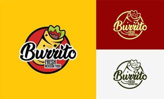 conjunto de icono de logotipo de comida burrito, signo, plantilla de símbolo. insignias, pancartas, emblemas para restaurantes. ilustración vectorial comida mexicana. comida tradicional nacional mexicana. vector