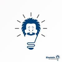 Lamp or Lighting with Einstein face image graphic icon logo design abstract concept vector stock. Can be used as a symbol related to intelligence ot education