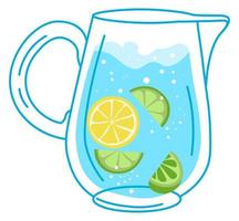 Jug of fresh water with lemon and lime slices vector