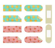 Adhesive bandage plaster set for kid vector