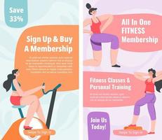 Fitness classes and personal training, sign up vector