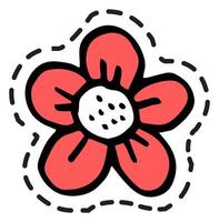 Flower in blossom, blooming flora colorful sticker vector