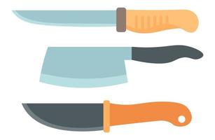 surtido de cuchillos, carnicerías y vector de cocina