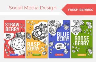 Fresh berries social media design, vector illustration