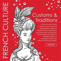 Customs and traditions of french culture website vector