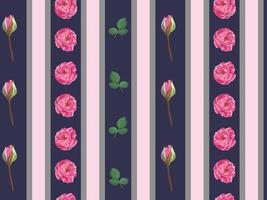 Roses in bloom with leaves and buds pattern vector