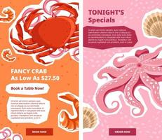 Restaurant special dish and happy hours website vector