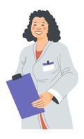 Female doctor with clip, therapist practitioner vector