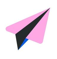 Paper plane flying, origami handmade craft vector