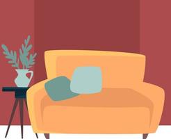 Modern living room interior design sofa cushion vector