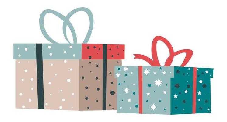 Presents and gifts in boxes for xmas and new year