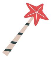 Christmas lollipop stick with star, xmas sweets vector