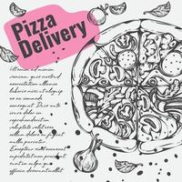 Pizza delivery, menu of pizzeria or restaurant vector