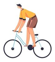 Cyclist riding bicycle, sports activities summer vector