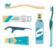 vector de variedad de productos de higiene bucal y dental