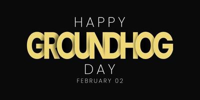 Happy Groundhog Day. Februari 2. Hand drawn lettering text with cute groundhog. Vector illustration. Script. Calligraphic design for print greetings card, banner, poster. Colorful