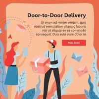 Door to door delivery service, make order web vector