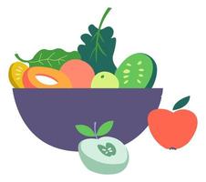 Delicious healthy bowl with kiwi and apples vector