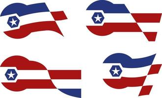 logotipo de la bandera americana con combinación de llave inglesa vector